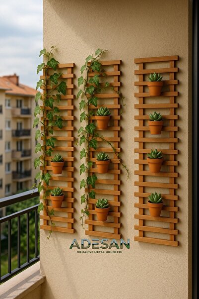 Çakır Home Doğal Ahşap Duvar Saksı Askısı 3'lü Set | Sarmaşık ve Çiçek Askılığı | Balkon Dekorasyonu | Saksılık