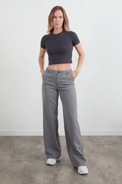 Fulla Moda Elastic Waist Buttoned Fabric Trousers
