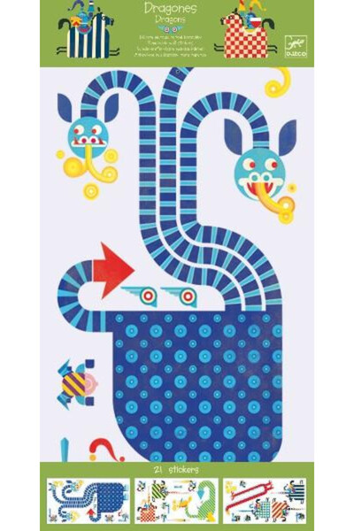 djeco Decoratie camera copilului Abtibilduri de perete Dragoni, Djeco, kids plus edition