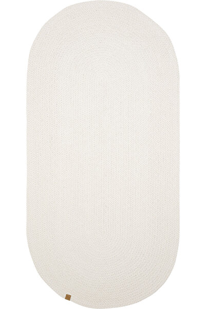 Cool Halı Glenn Beyaz Oval Mutfak Halısı Yolluk Bohem Paspas Jüt Hasır Görünümlü Dekoratif Leke Tutmayan Halı