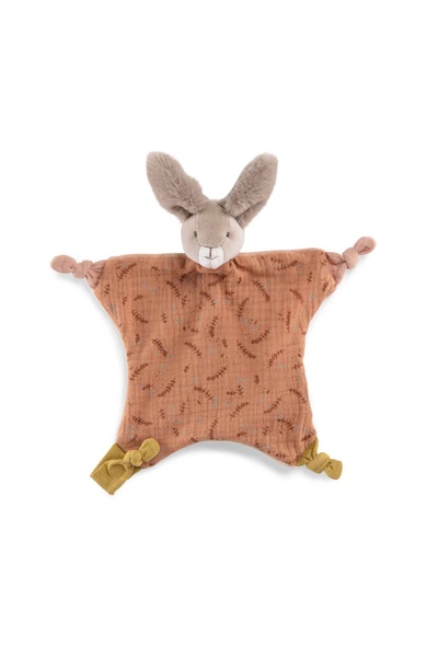 Moulin Roty Comforter, sensory baby toy Clay Bunny,