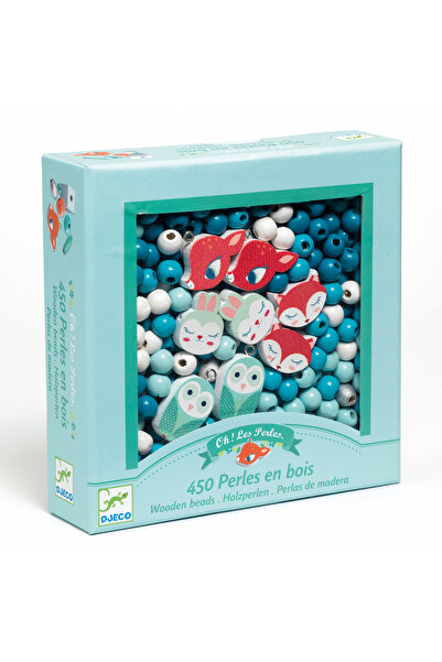 djeco Margele de insirat din lemn Animalute, Djeco, super distractiv