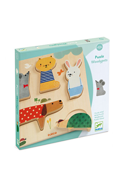 djeco Puzzle din lemn Animale de companie, Djeco, editie plus