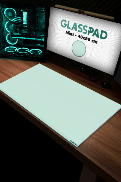 GlassPad Cam Mouse Pad - Mint - Premium Temperli Cam - 80x40 Cm [L]