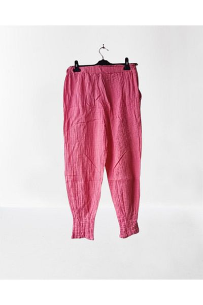 Namaste Vintage Pink Color Beli Lace-Up Pocket Muslin Pants (100% Cotton)