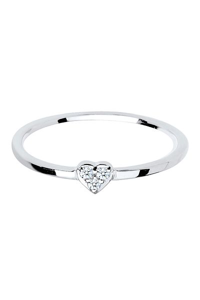 ELLI Dámsky prsteň Solitaire Symbol srdca s diamantom (0,04 CT.) zo striebra rýdzosti 925