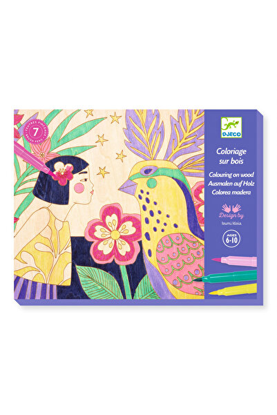 djeco Atelier de pictura pe lemn Fete si flori, Djeco, set cadou