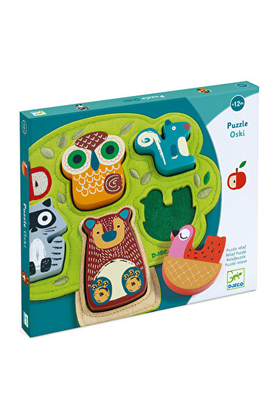 djeco Puzzle din lemn si fetru Oski, Djeco, super rezistent