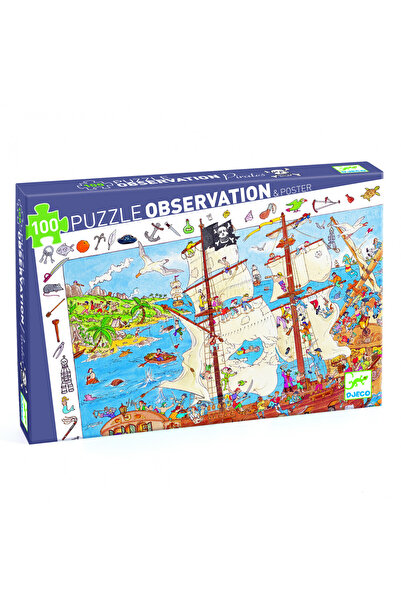 djeco Puzzle observatie Pirati, Djeco, super rezistent