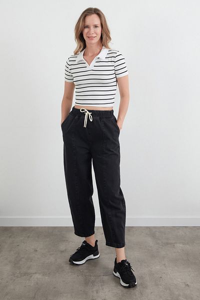 Fulla Moda Tricou cu gât polo cu dungi