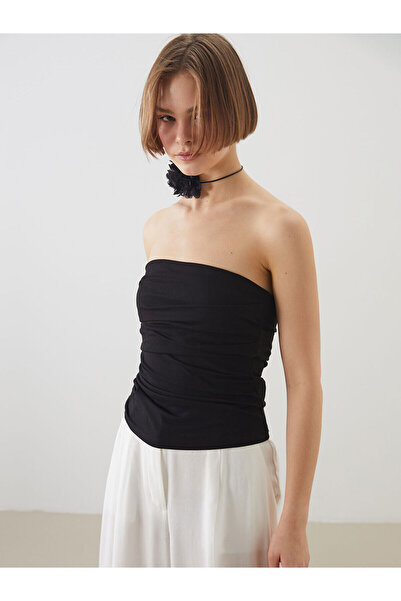 LC Waikiki Xside Strapless Neckline Gather Detailed Crop (S5)