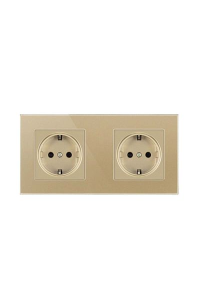 TECHSTAR ® Crystal Ts2 Socket, Double, Tempered Glass, Sandcastle Gold Color, 16a