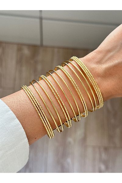 YOUES JEWELRY Steel Thick Handcuff Bracelet Women's Bracelet Unisex Gold Women's Handcuffs