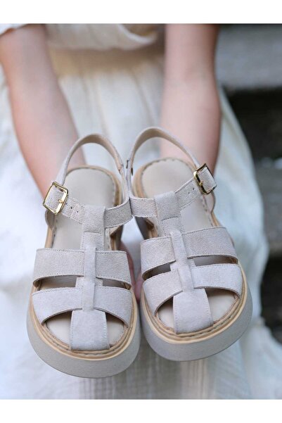 EREN SHOES BAG BELLO Sandale de damă din piele de căprioară naturală, cu cure...