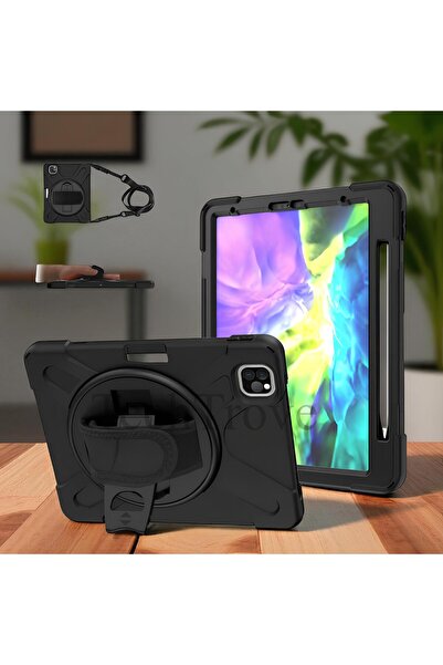 TechTrove Apple iPad Pro 11 2020 (2.Nesil) Kılıf Maksimum Korumalı Askılı El ...