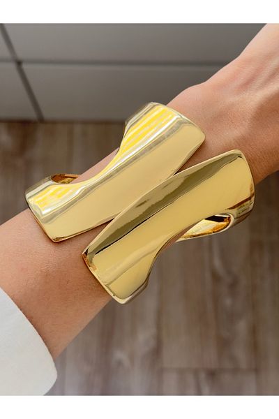 YOUES JEWELRY Steel Thick Handcuff Bracelet Women's Bracelet Unisex Gold Women's Handcuffs