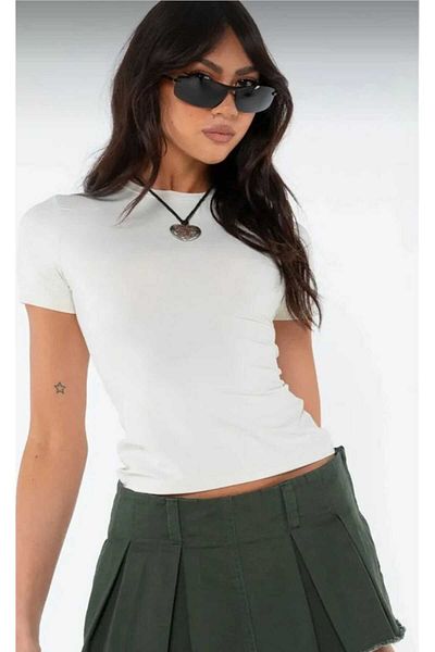 Gülmude Crew Neck Short Sleeve Stretchy Body Full Lycra Full Fit