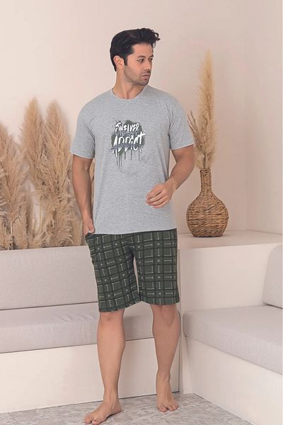 Farya Home Dreamy Cotton Pocket Patterned Short Sleeve Shorts Men's Pajama Set