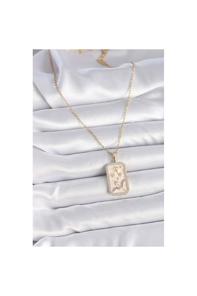 Skygo 316L Steel Gold Color Chain Sagittarius Zodiac Sign Zircon Stone Women's Necklace - Tj-Bko9464