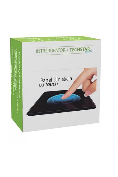 TECHSTAR Întrerupător tactil ®, sticlă securizată, design modern, iluminare LED, 2 faze, auriu