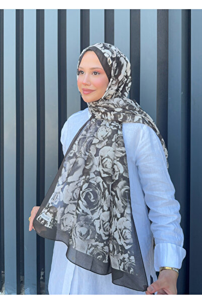 Mira İpek شال قطن بنمط الورد مدخن