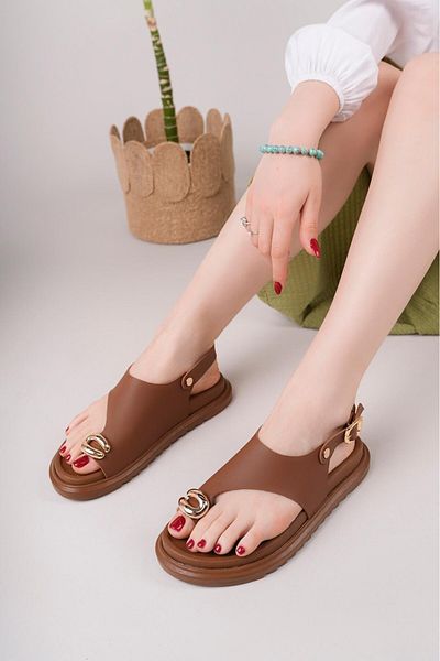 MRVN MERVINA Vegan Leather Sandals with Spring Buckle Strap