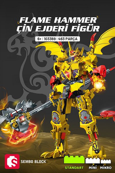 Sembo Block Flame Hammer Chinese Dragon Figure Building Block Set 463 Pieces