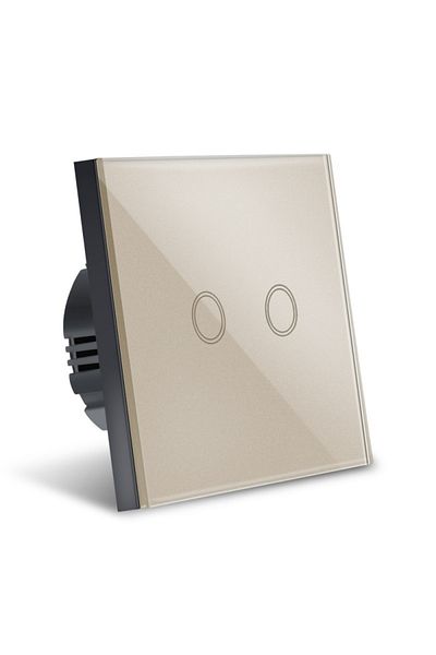 TECHSTAR Întrerupător tactil ®, sticlă securizată, design modern, iluminare LED, 2 faze, auriu