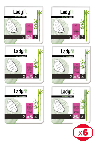 Lady Fit وسادات من الخيزران طويلة 7 قطع × 6 عبوات (42 قطعة)