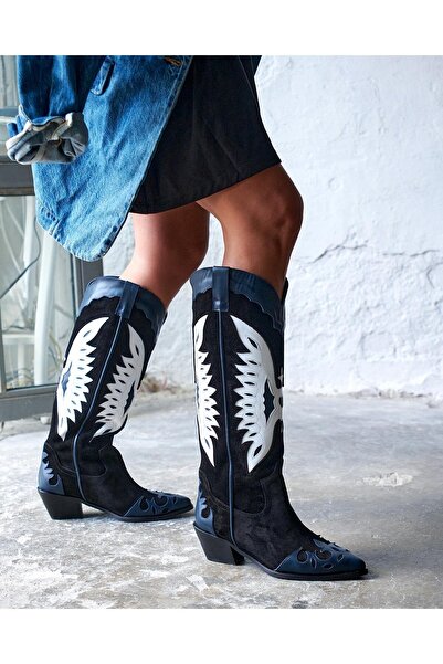 PELİN'İN AYAKKABILARI GRİMES SİYAH SÜET KOVBOY ÇİZME