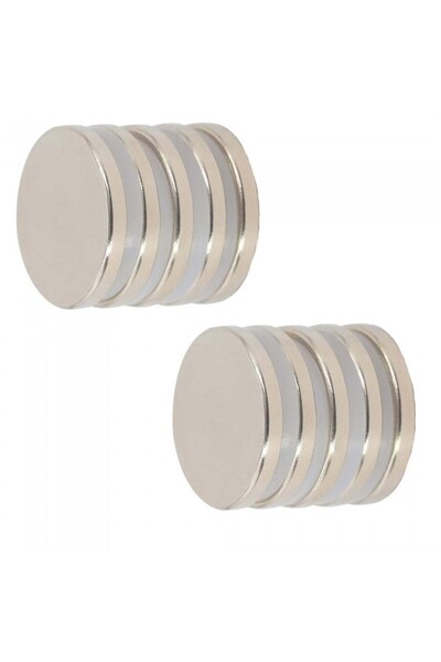 dalimag Set 10 magneti foarte puternici, gri, disc, simplu, 25 mm X 4 mm