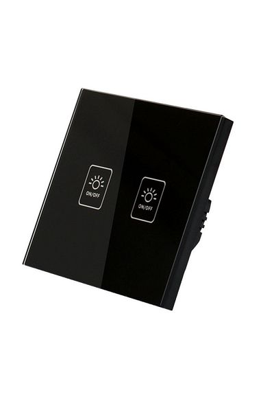 TECHSTAR ® Tg02 Touch Switch, Tempered Glass, Modern Design, Led Lighting, 2 Phases, Black