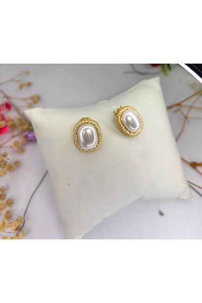 ısıkkonya Stainless Tarnish Earrings with Pearls [Non-Allergenic Product]