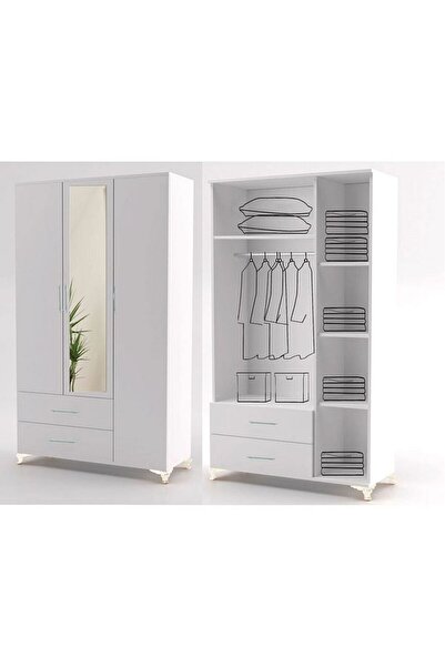 Dizayntek 3 Kapaklı Elbise Dolabı %100 1,sınıf Mdf