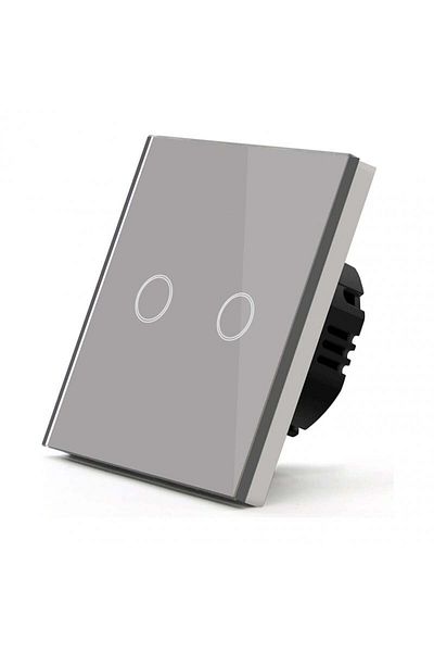 TECHSTAR Întrerupător tactil ®, sticlă securizată, design modern, iluminare LED, 2 faze, gri