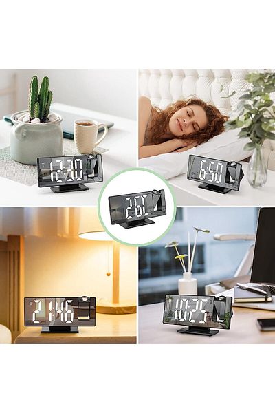 OEM LED Digital Multifunctional Alarm Clock with Mirror and Ceiling or Wall Projection, Time and Tempera