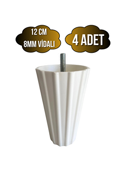 DSYapıAksesuar Picior din plastic alb, 12 cm, 8 mm, cu șurub, picior pentru m...