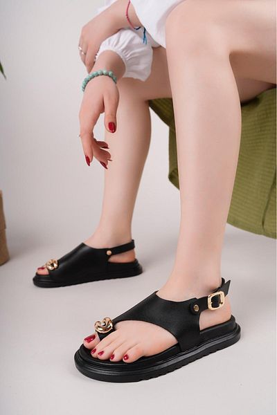 MRVN MERVINA Vegan Leather Sandals with Spring Buckle Strap