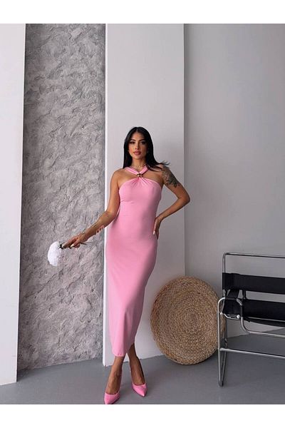 ILLE Cross Neck Midi Dress with Accessories