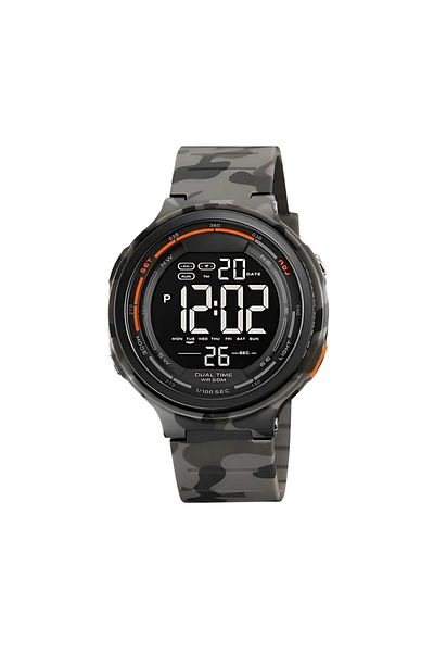 AZ PRODUCTS Ceas Digital Copii 9+, LED, Rezistent la Apă, Alarmă, Cronometru, Calendar – Camo Gri