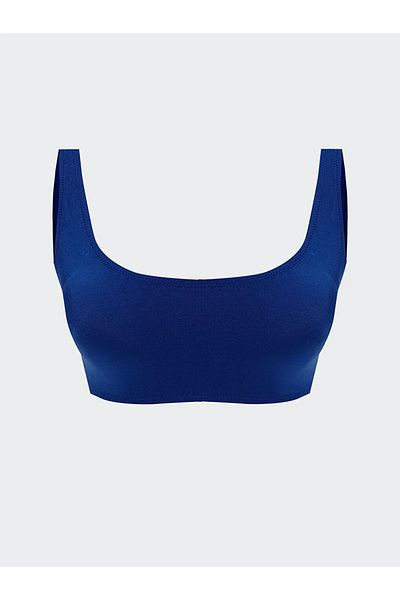 LC Waikiki Lcw Dream Navy Blue Plain Removable Pad Women's Bikini Top