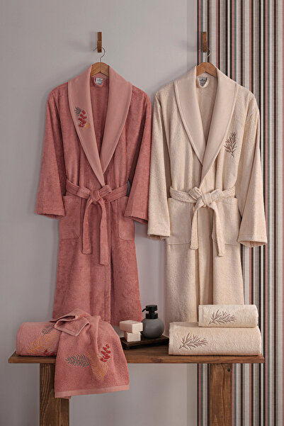 MARİBOR Talia - Nakışlı Aile Bambu Bornoz Serisi - 6 Parça