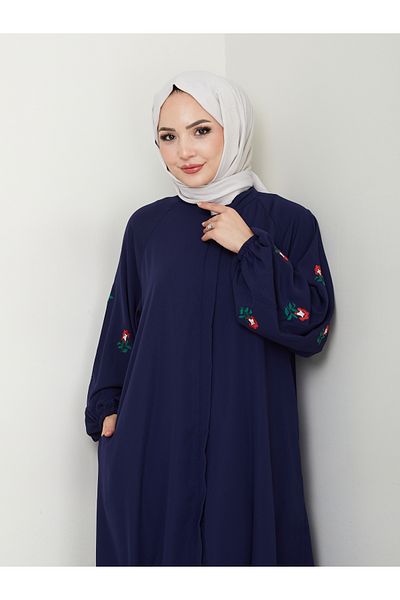 MY QILAM 10NUMARA MODĂ ÎMÂNĂȚIȚĂ ÎMÂNĂȚIȚĂ FEMEI MODEL DE FLORI MEDINA MUSLI FERACE CU BULĂ CU FERMĂ ABAYA bleumarin