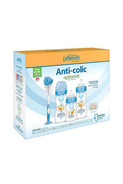 Dr.Brown's Db 3620 Wide Mouth Anti-Colic Options+ Pp Baby Bottle Blue Gift Set