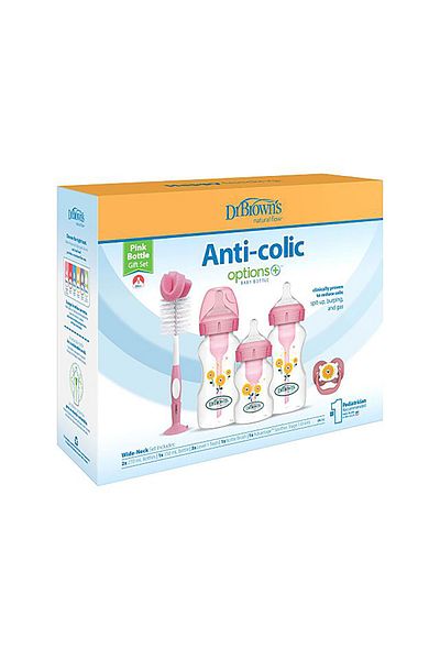 Dr.Brown's Db 3610 Wide Mouth Anti-Colic Options+ Pp Baby Bottle Pink Gift Set