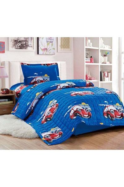 Moon Compressed Comforter Set - 3 Pieces - Microfiber - Blue - Single