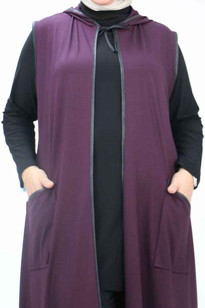 Eslina 54001 Large Size Waterport Piping Combed Cotton Vest - Purple