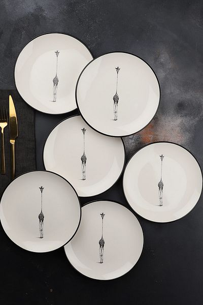 Porselen Diyarı Giraffe Giraffe 6 Piece Ceramic 21 cm Cake Plate