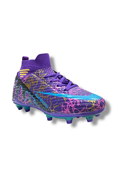 LALİGA Cizme de fotbal pentru copii Air cu șosete, model violet turcoaz