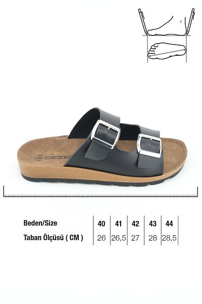 GEZER Summer Men's Two Buckle Adjustable Comfortable Sole Faux Leather Daily Slippers